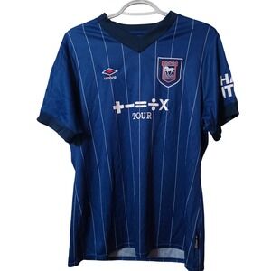 Umbro Ipswich Town 2024-25 Home Shirt Blue Pinstripe Soccer Jersey Women 12